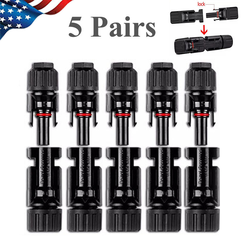 5-100Pairs Solar Panel Cable Wire Connectors Kit Male& Female Waterproof Adapter