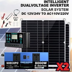 8000W Solar Inverter Kit (12V24V DC to 110V/220V AC) + 2pcs Solar Panels + 100A