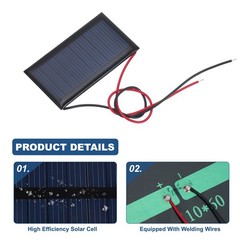 5 Pcs 5V 0.225W 45mA Mini Solar Panels with 2 Cable 53mm x 30mm