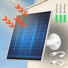 2X Solar Panel IP65 Weatherproof for 5W 5V Output​ Outdoor Security Camera White