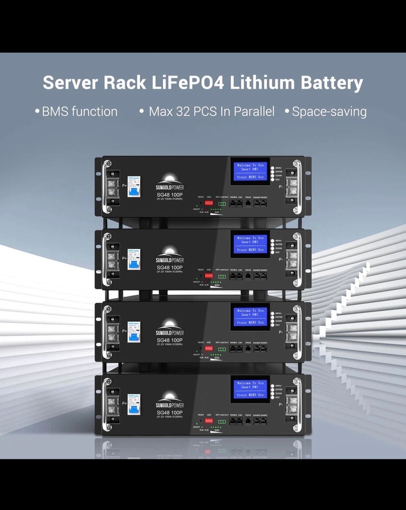 48V 100AH SERVER RACK LIFEPO4 LITHIUM BATTERY SG48100P UL1973 UL9540A