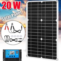 20W 12V Solar Panel Kit 12V Charging Off-Grid Battery Power RV Home Boat Camp