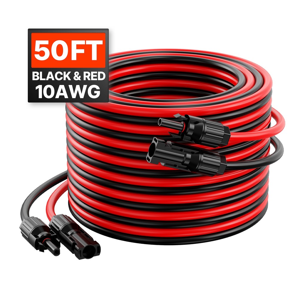 Uimoso 50FT Solar Panel Extension Wire with Female &Male Connectors 10AWG 1 Pair