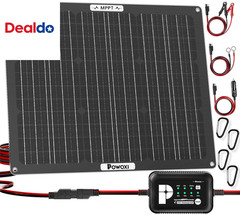 50W Solar Battery Charger: 12V Solar Car Battery Trickle Maintainer – with MPPT