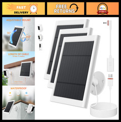3 Pack Solar Panel Charger for Ring Camera, 4W with 10FT Cable & USB-C Adapter
