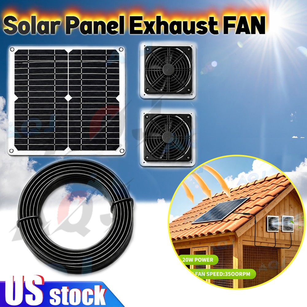 Solar Powered Fan 18v Solar Panel Waterproof Exhaust Fan for Chicken Coop Pet