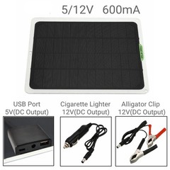 22W Solar Panel Trickle Charger Battery Charger Kit Maintainer Boat RV Car 12V