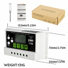 PWM Solar Charge Controller 12V/24V Auto-Adaptive Regulator Data Records LCD USB