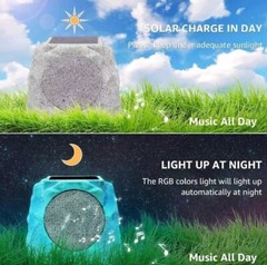 Solar LED Stone with BT Speaker – 2 pack – Marble