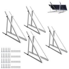 Adjustable Solar Panel Mount Brackets – 4 Sets, 45″ with Foldable Tilt Legs for