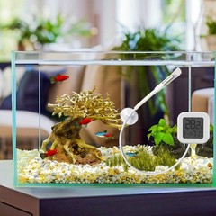 Fish Tank Thermometer with Stainless Steel Shell Probe and PVC Mounting Base