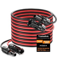 2×50 Feet Solar Panel Extension Cable- 10AWG Solar Cable Solar Panel Cable wi…
