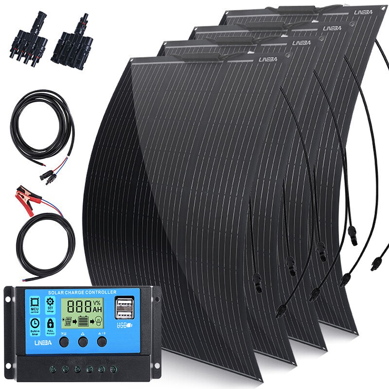 18V 400W Flexible Solar Panel & Solar Controller for RV/Home/Car Battery/Rooftop