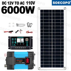 6000W Off-Grid Solar System Complete Kit Dual12V/24V To 110V/220V Inverter 100A