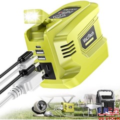 200W Portable Power Inverter Ryobi 18V Batteries W/ USB Charging & LED Light