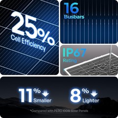 Panel 100 Watt 12 Volt Monocrystalline RV Marine RNG-100D-SS Solar Renogy Module