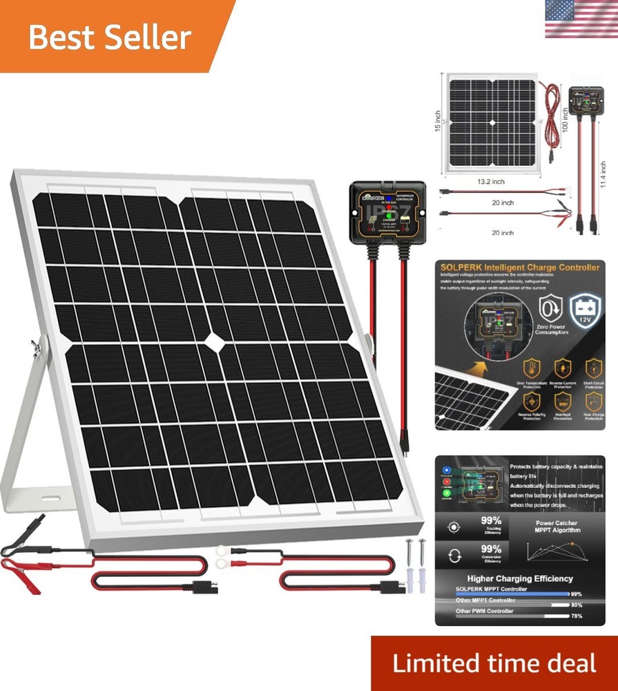Durable 20W Solar Panel System with Smart Controller – Waterproof & Adjustable