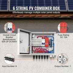 Durable Solar Combiner Box for Off/On Grid Use – 6 Strings & Lightning Arrestor