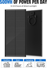 18BB 100 Watt Solar Panel, N-Type 12V 100W Solar Panel, 25% High Efficiency Mono