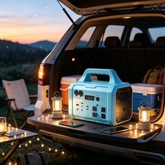 Blue Portable Solar Generator 1024Wh 1000W Off-Grid Outdoor Emergency Power Bank