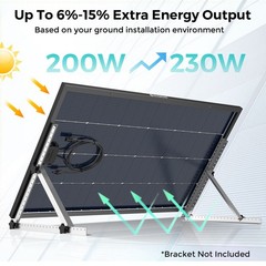 200W Watt Bifacial Solar Panel Mono 12V N-Type Home RV Camping Boat Car Off-Grid