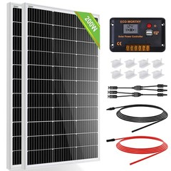 200 Watts 12 Volt/24 Volt Solar Panel Kit with High Efficiency Monocrystallin…