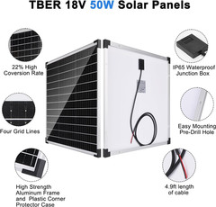 50W Solar Panel Kit with 10A Controller for RV, Boat, and Off-Grid Use