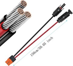 Solar Charge Cable Connector Extension to XT60i(2+1) Female Adapter 1.5m 12AWG