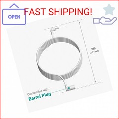 10 ft. Barrel Plug Extension Cable – Compatible with Ring Solar Panel and Super