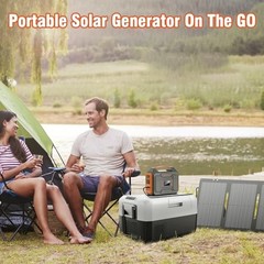 Portable Solar Generator, 300W Portable Power Station with Black Orange