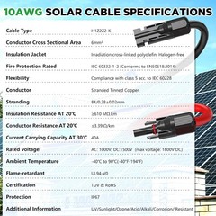 100ft Solar Extension Cable 10AWG – Set of 2