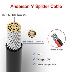 Solar Splitter Cable Anderson 1FT 12AWG Power Station