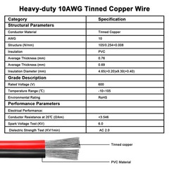 10AWG Solar Panel to -Style Connector Extension Cable 20FT, Tinned Copper Wir…
