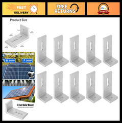 10-Pack Heavy-Duty Aluminum Solar Panel Mounting Brackets, Waterproof L-Foot PV