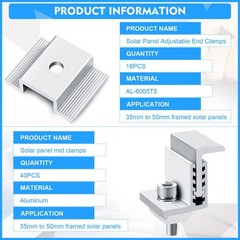 1.06 Inch Solar Panel Bracket Aluminum Solar Mid Clam with Mounting Brackets …