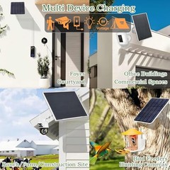 3W/5V Solar Panel with Built-in 6000mAh Battery,DC/USB-C/Micro USB Ports,Multi