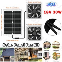 Solar Powered Ventilation Fan Kit 30W 18V Solar Exhaust Fan W/ Panel Greenhouse
