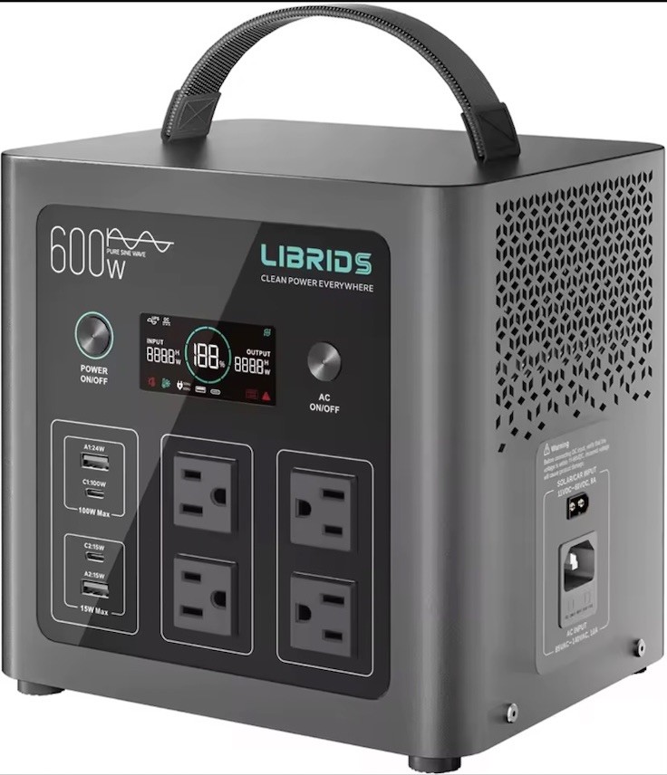 640Wh Portable Power Station 600W Solar Generator LiFePO4 Battery Backup UPS