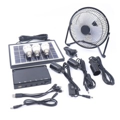 Portable Solar Generator Kit 3600mAh Battery 3×1W LEDs 8 Inch Fan