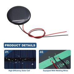 5Pcs 0.5V 0.07W 140mA Round Mini Solar Panels with Cable