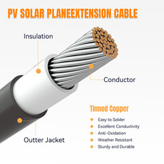 100FT 10 AWG Solar Panel Extension Cable PV Wire +Pair Solar Connectors 6mm²