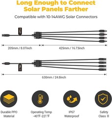 Durable Solar Panel Y Branch Connectors – 30A, 1000V Rated Waterproof Design