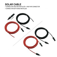 10 AWG Solar Panel Extension Cable PV Wire Solar Connectors Pair Black Red 6mm²
