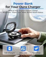 Charging Case for Oura Ring Gen 5 & 4 & 3 Charger, 2000mAh Portable Black