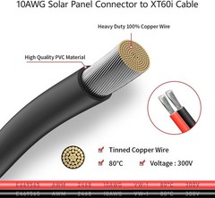 Reliable 10AWG 2FT Solar to XT60i Connector Cable for Portable Power Stations