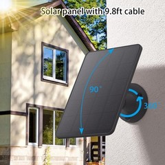 High Efficiency Solar Panel for Outdoor Security Cameras – 10ft Cable Included