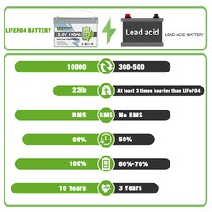 12V 100Ah LiFePO4 Lithium Battery BMS for Solar RV Off-grid Trolling Motor Boat