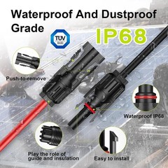 20Ft 10AWG Extension with Protection Cover, Solar Wire with Tool-Free Solar C…