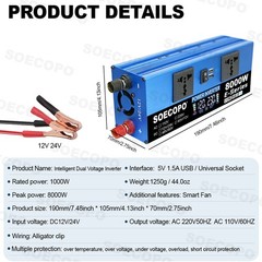 SOECOPO 8000W Solar System Kit,100A Controller, 12V DC to 110V/220V
