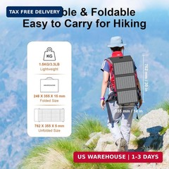 45W Portable Solar Panel Charger with USB-C, USB-A and DC Outputs 18V Foldable I